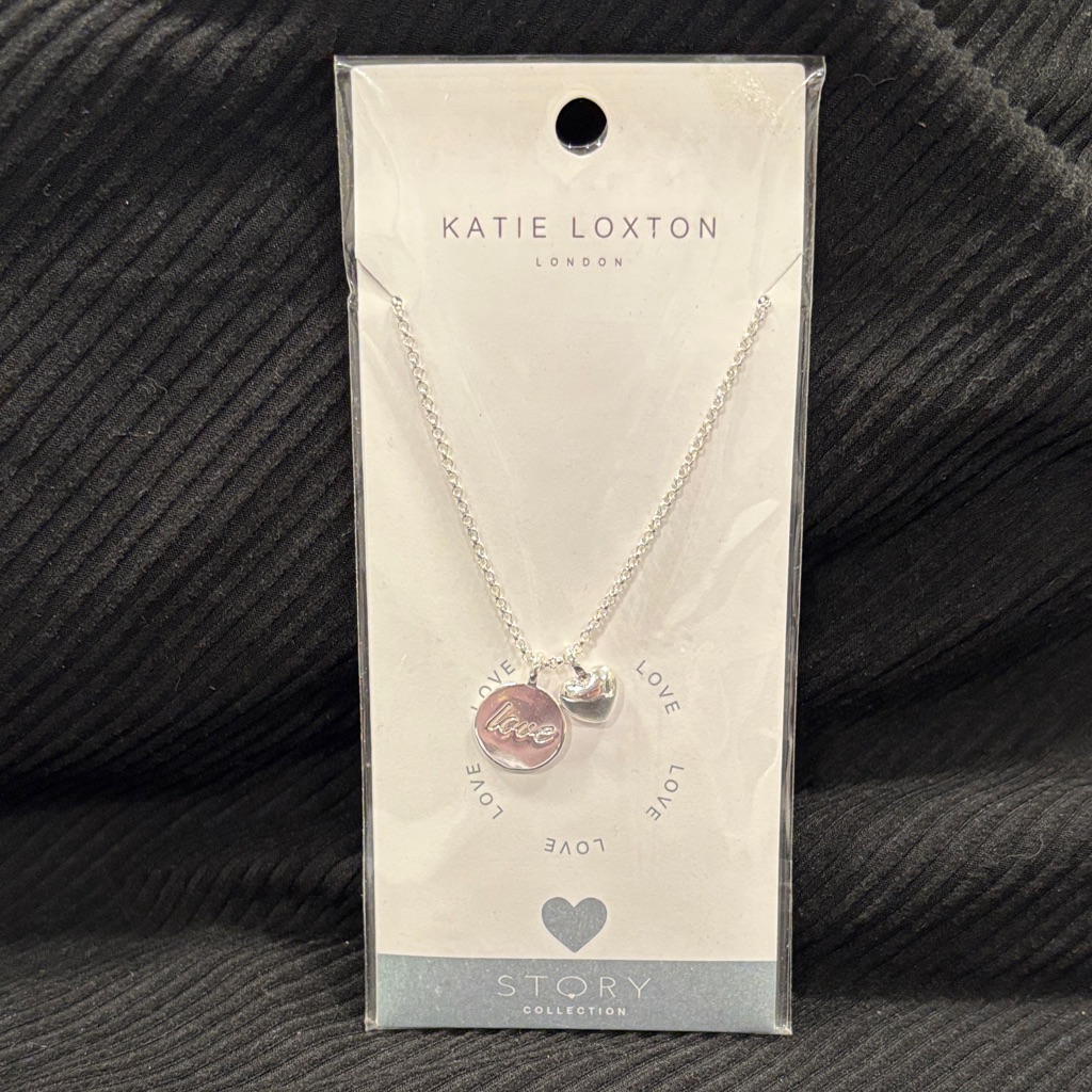 Katie Loxton London Silver Heart And Love Charms Necklace Nwt